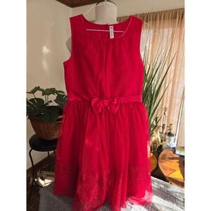 CHEROKEE - Red Sparkle Tulle Bow Dress Girls Size XL TG 14 16 Party Holiday